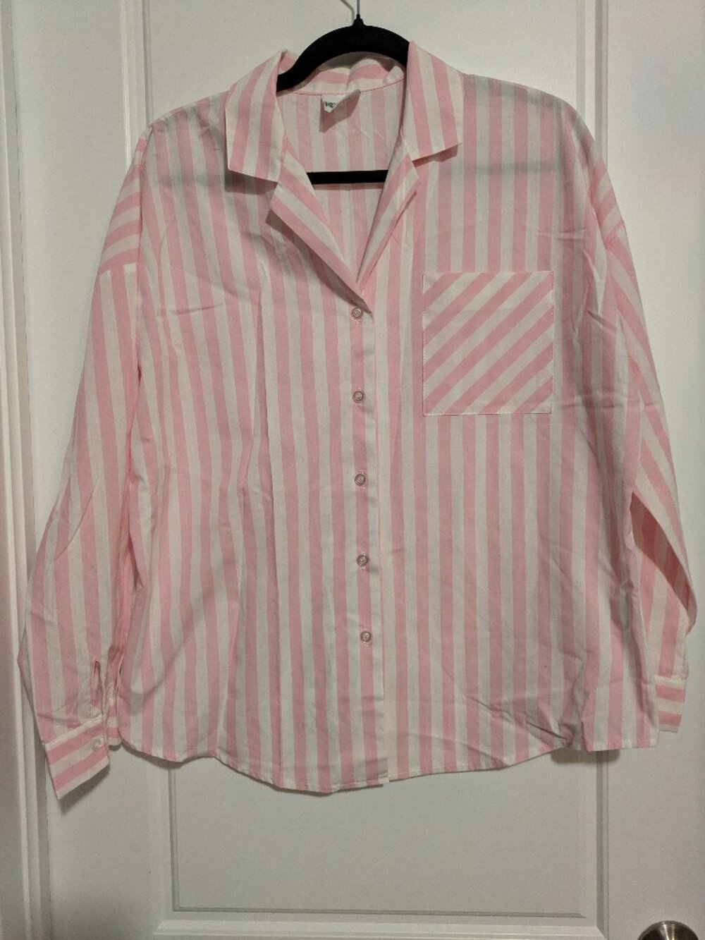 Vintage KORET (from the 1960-1980s) White/Pink Stripe Long Sleeve Blouse
